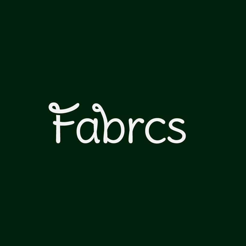 White 'Fabrcs' text on a green background
