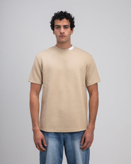 Beige Heavy Knit T-Shirt - Fabrcs