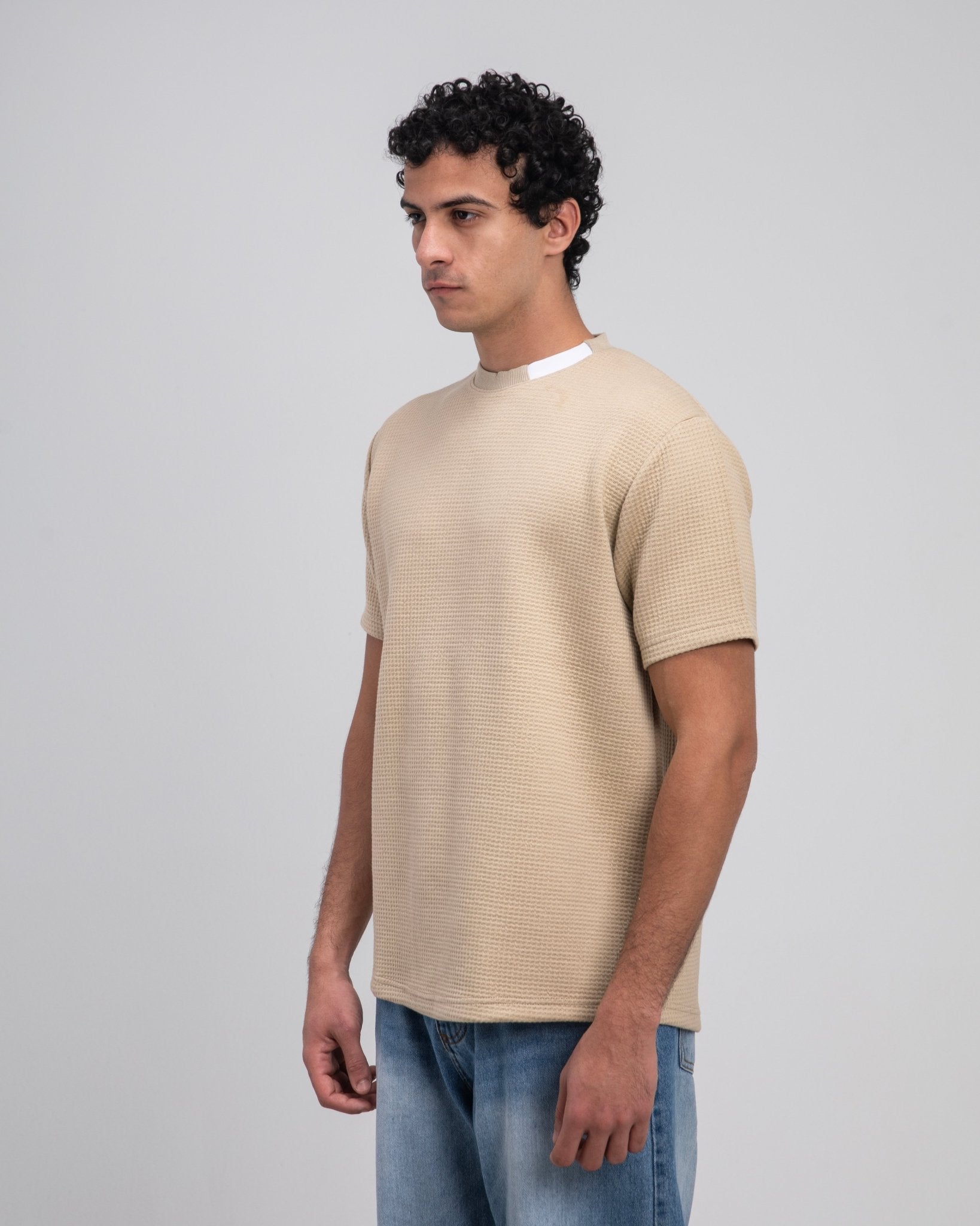 Beige Heavy Knit T-Shirt - Fabrcs