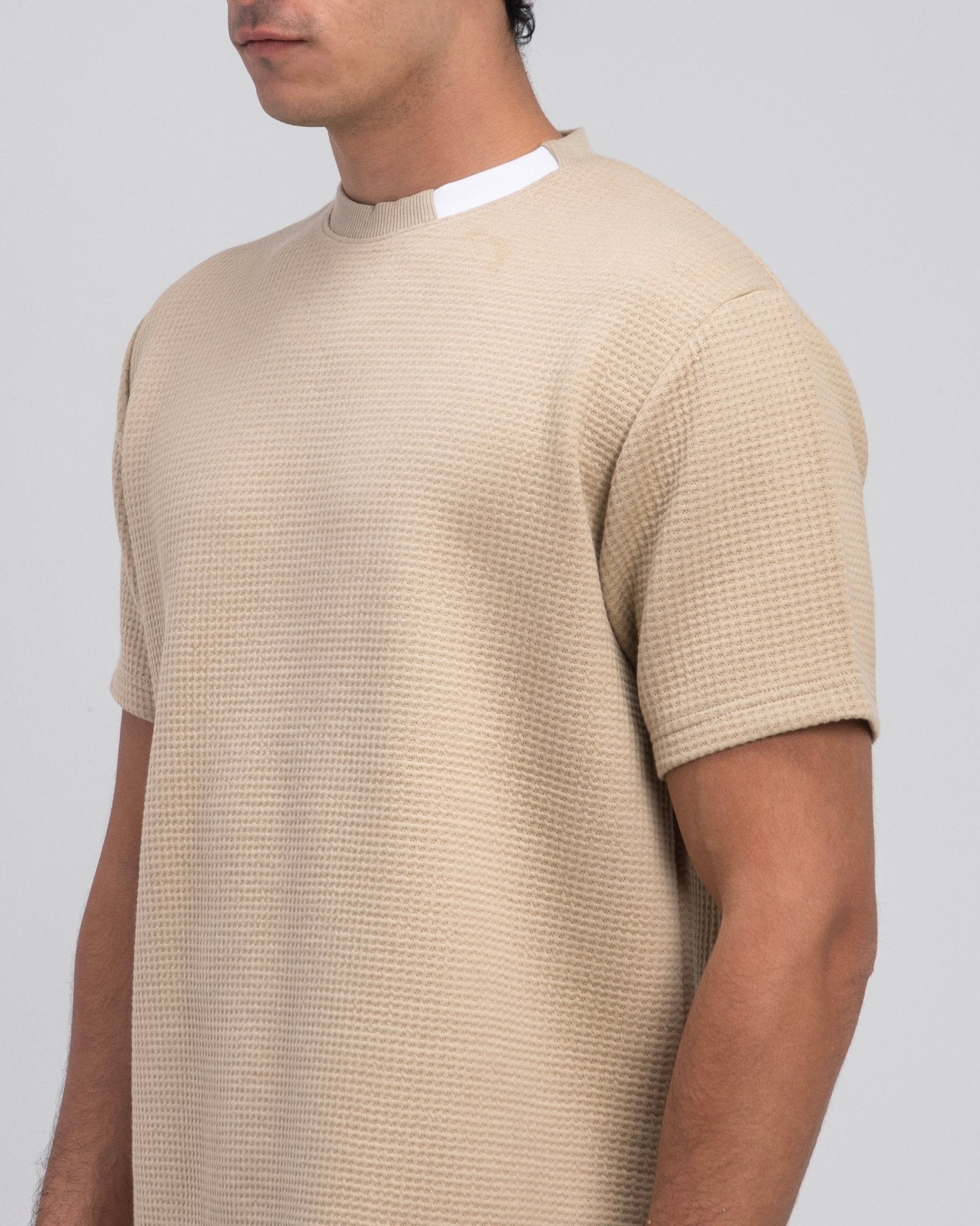 Beige Heavy Knit T-Shirt - Fabrcs