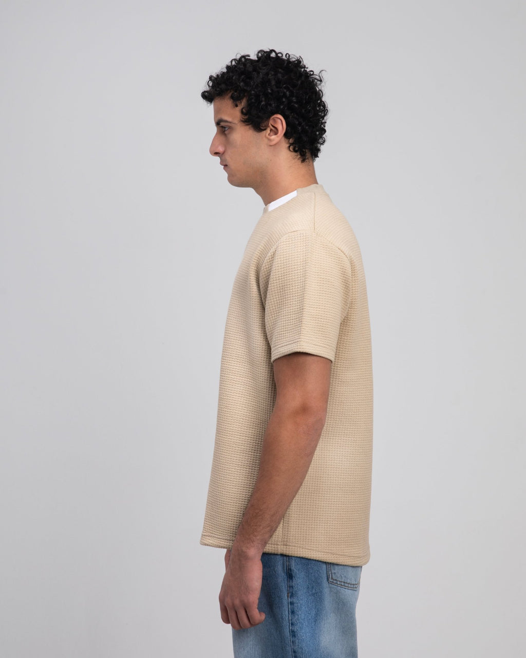 Beige Heavy Knit T-Shirt - Fabrcs